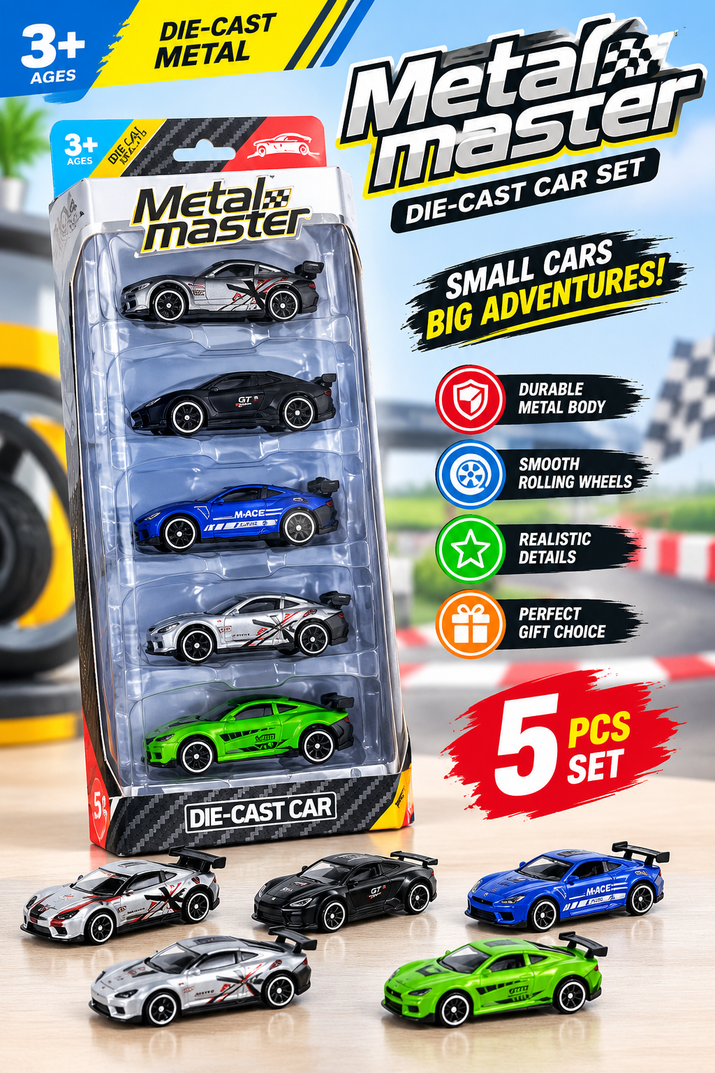 🚗 Metal Master – 5 PCS Die-Cast Car Set