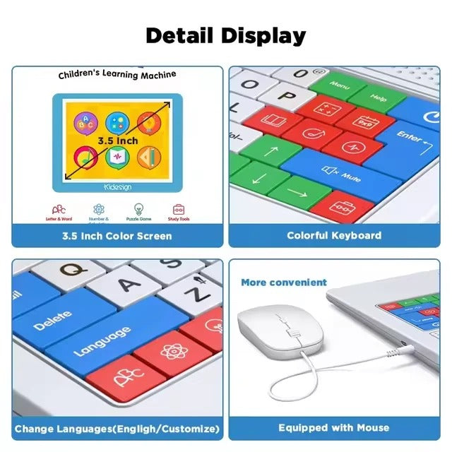 Multi-Functional 60 Activities Kids Learning Laptop – White