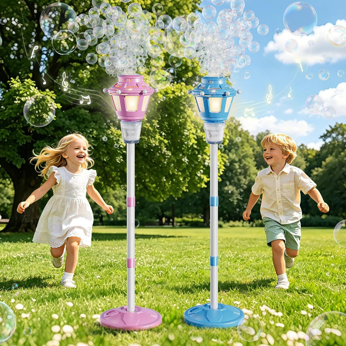 2-Pack Street Lamp Bubble Machine with Light