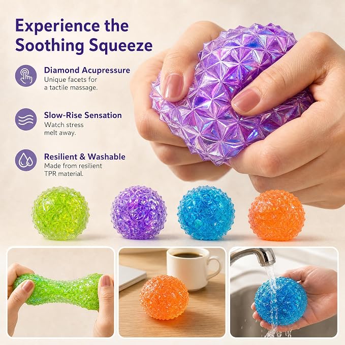 Brilliant Ball Stress Toy – Colorful Sensory Squeeze Ball