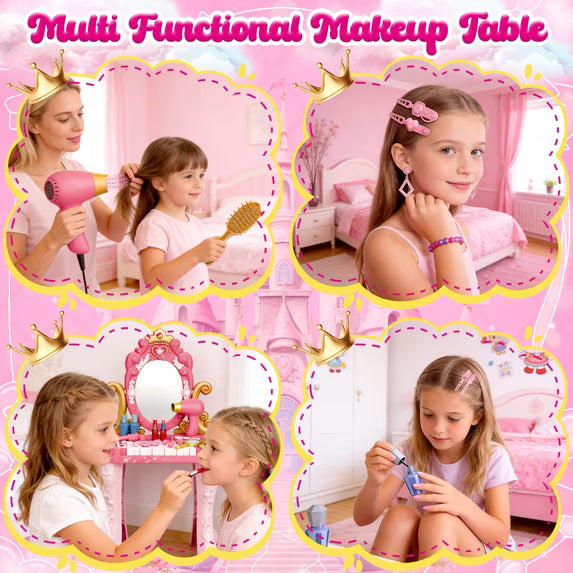 Girls Makeup Dressing Table with Stool, Light & Music