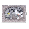 Soft Grey Striped Plush Cat Toy with Cozy Cushioned Bed