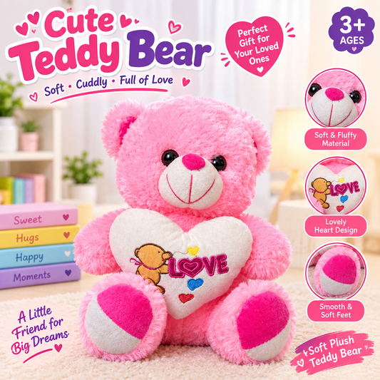 Cute Pink Teddy Bear Plush Toy