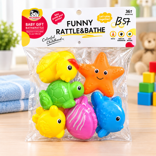 Funny Rattle & Bath Toys Set – 6 Pieces