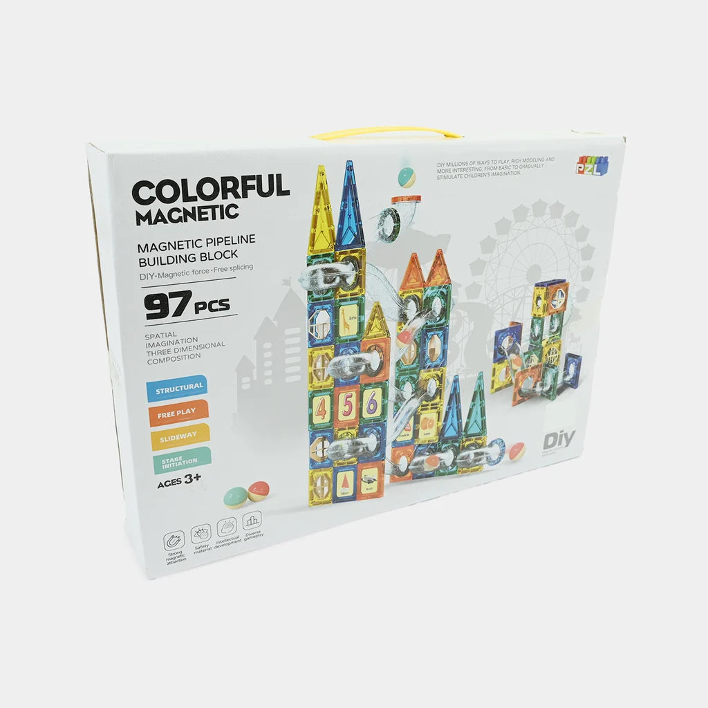 Colorful Magnetic Pipeline Building Block Set (97 PCS)