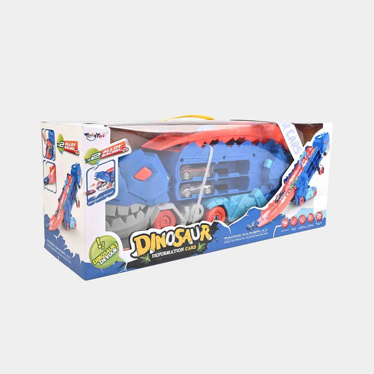 2-in-1 Transforming Dinosaur Transporter and Racing Track