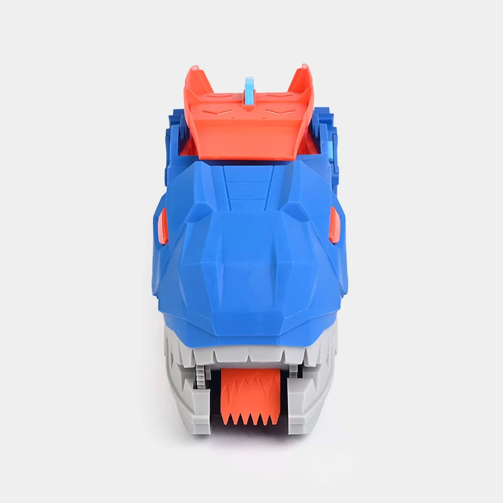 2-in-1 Transforming Dinosaur Transporter and Racing Track