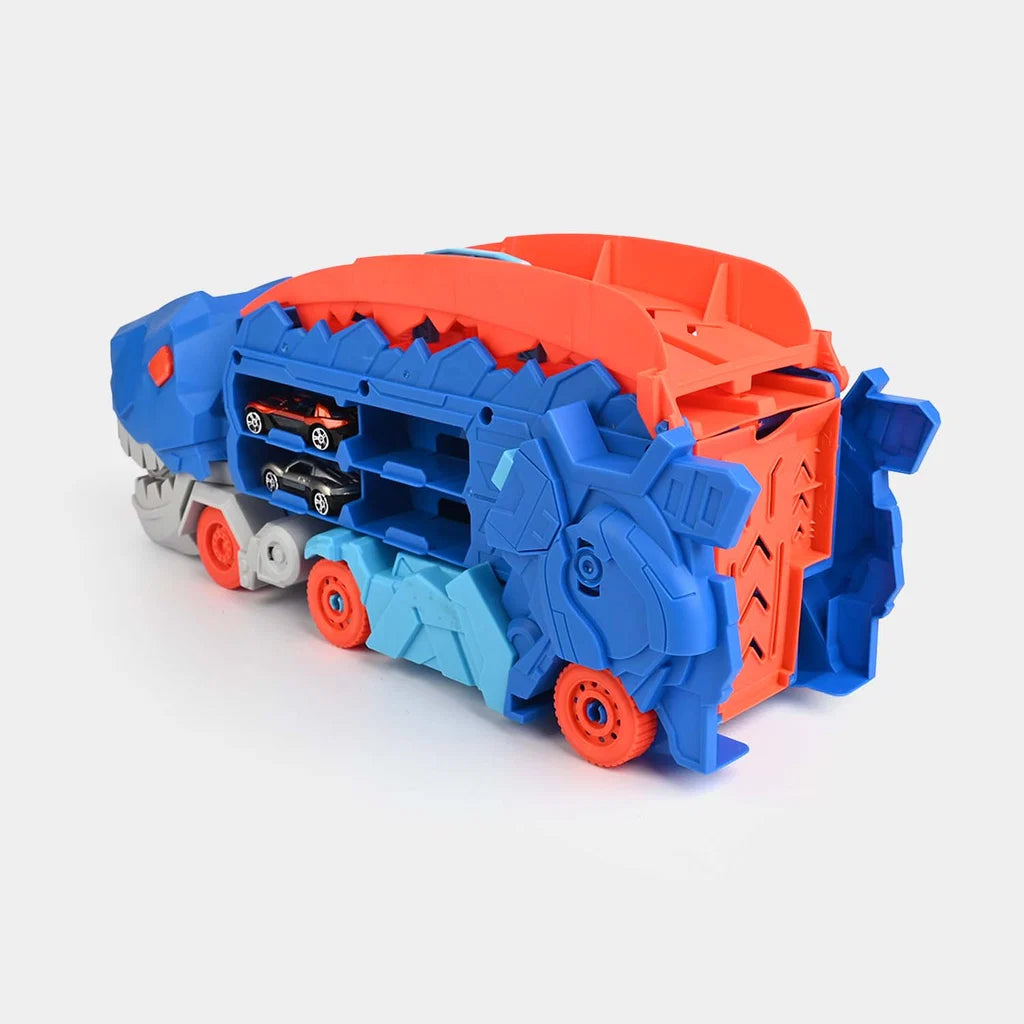 2-in-1 Transforming Dinosaur Transporter and Racing Track