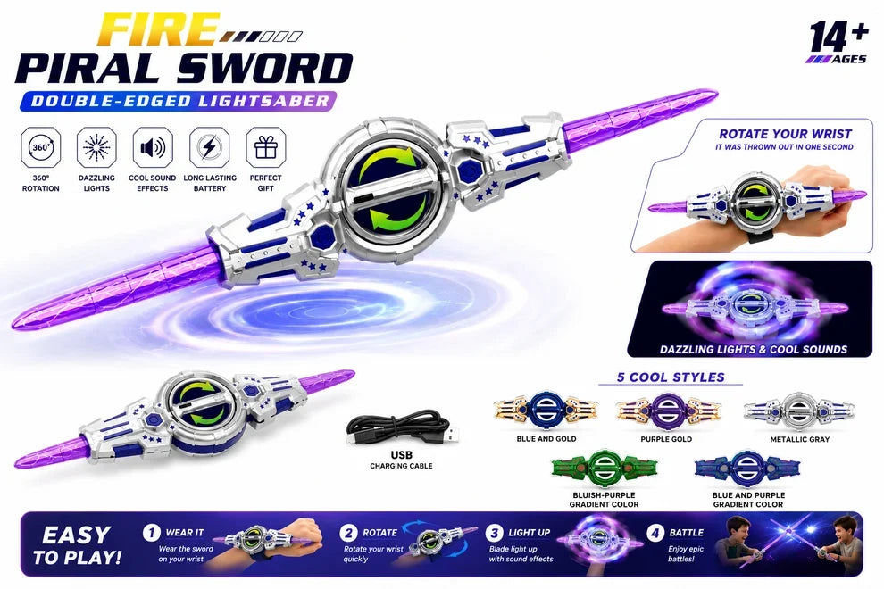 Dual-Head Rotating Sword With Light & Sound