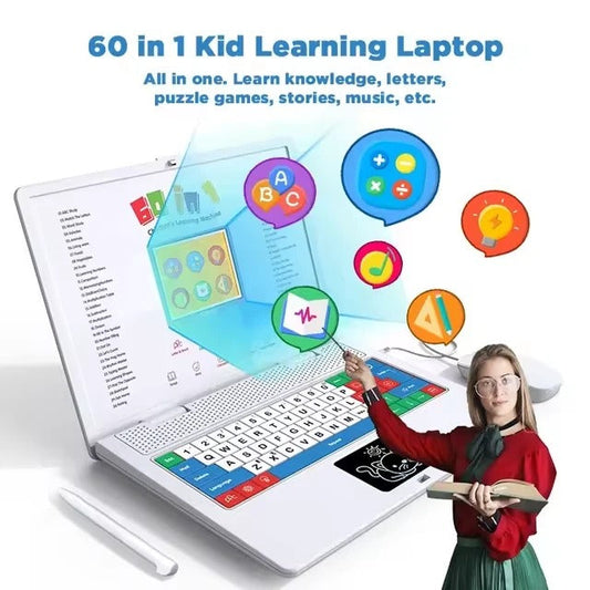 Multi-Functional 60 Activities Kids Learning Laptop – White