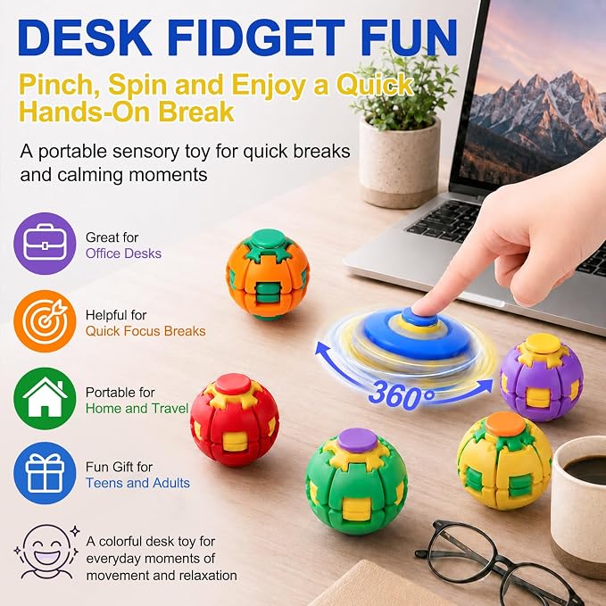 360° Press & Spin Fidget Spinner Ball