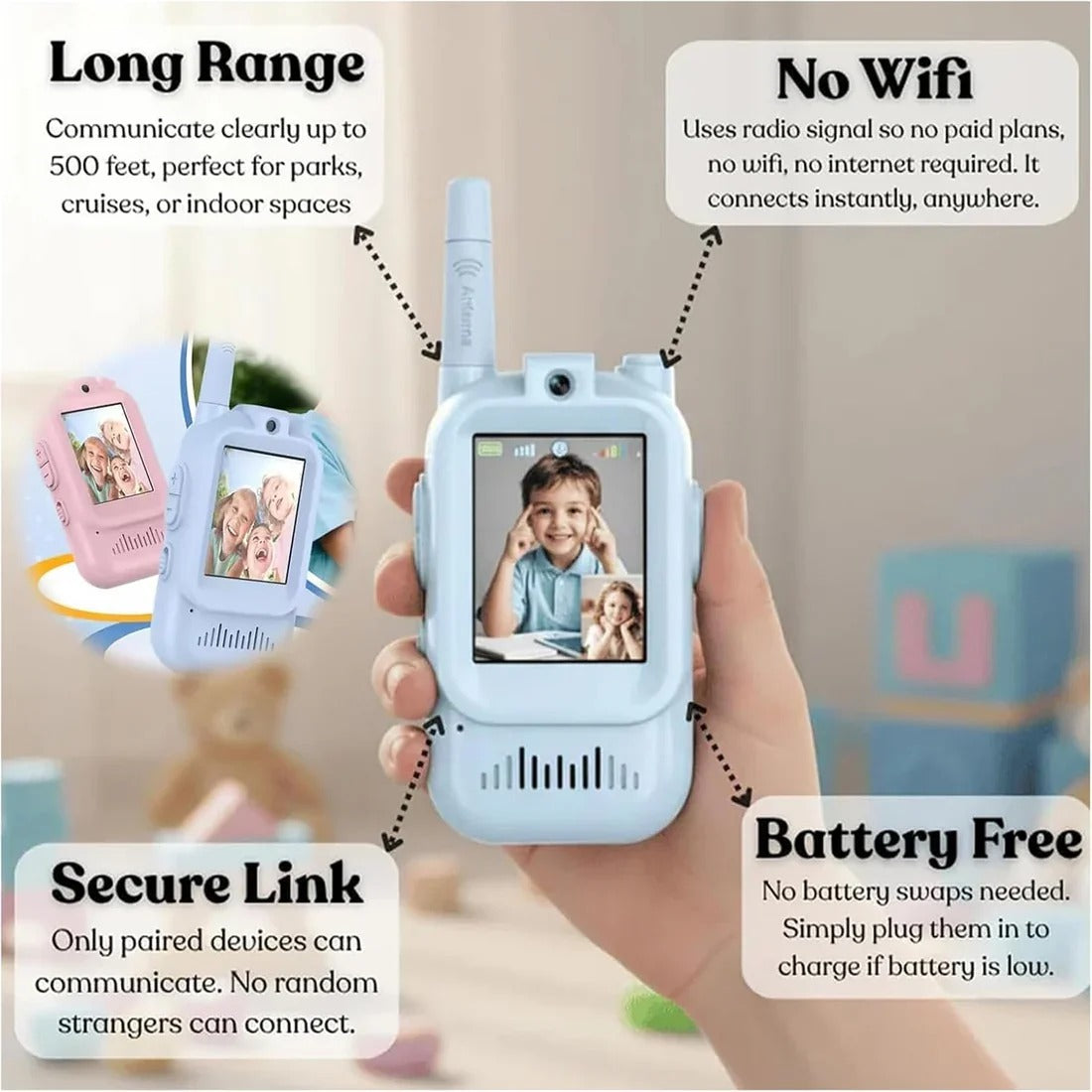 Video call Walkie Talkie set - Communication - Rechargeable