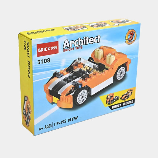 Architect Sunset Speeder 119+ Piece DIY Building Block Racing Car Set
