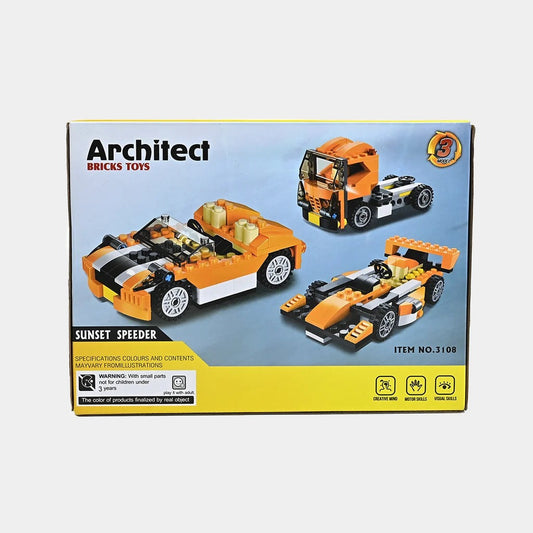Architect Sunset Speeder 119+ Piece DIY Building Block Racing Car Set