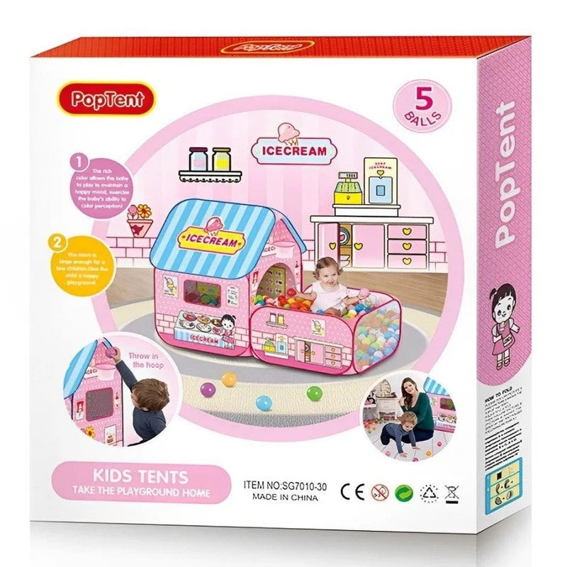 PopTent Kids Ice Cream Play Tent with 5 Colorful Balls