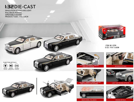 1:32 Die-Cast Luxury Car with Pull-Back Action, Lights & Sound