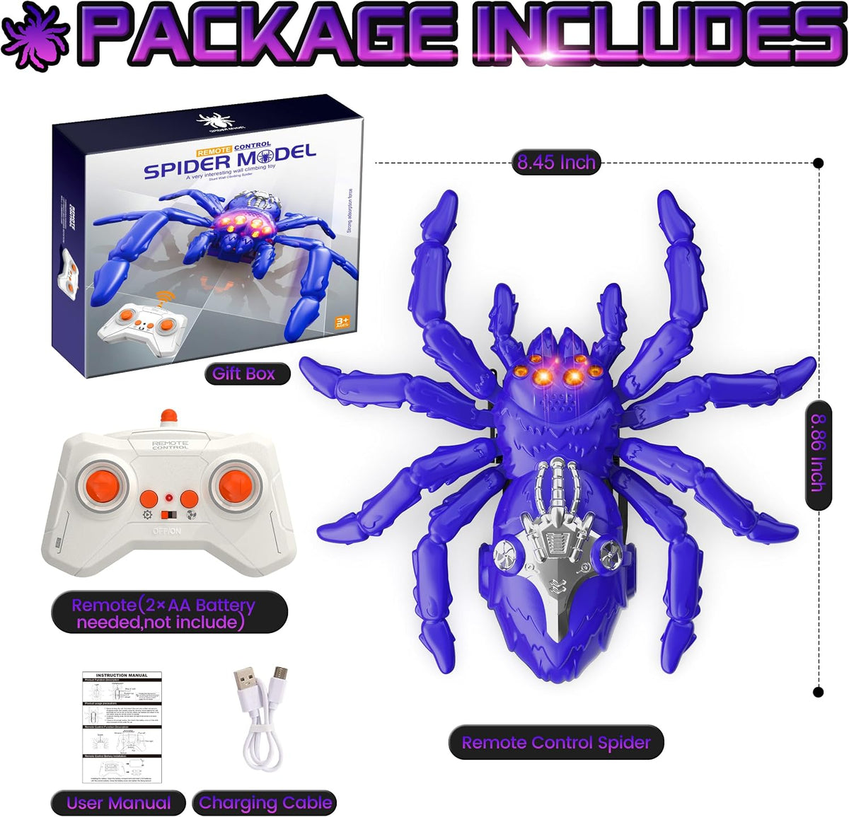 Remote Control Multi-Functional Wall Climbing Spider Toy
