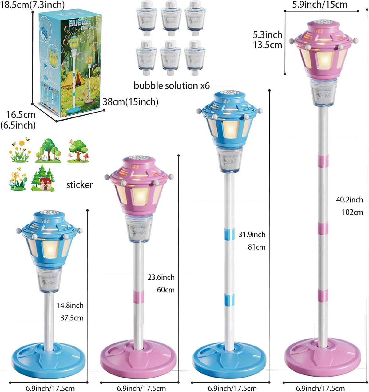 2-Pack Street Lamp Bubble Machine with Light