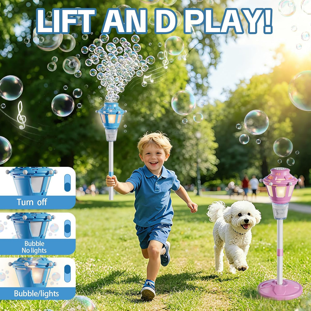 2-Pack Street Lamp Bubble Machine with Light