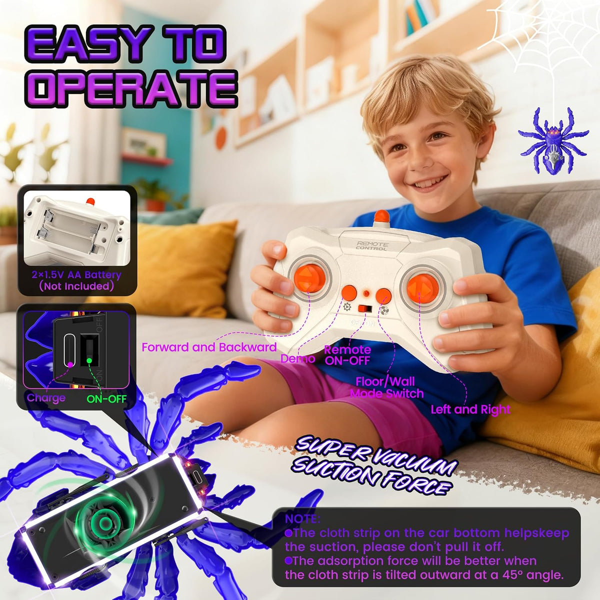 Remote Control Multi-Functional Wall Climbing Spider Toy
