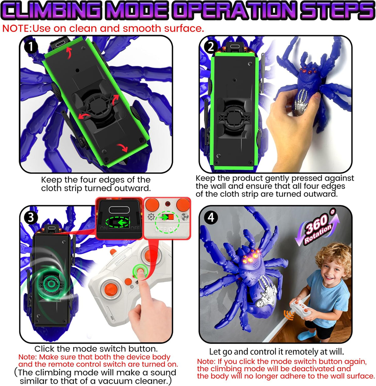 Remote Control Multi-Functional Wall Climbing Spider Toy